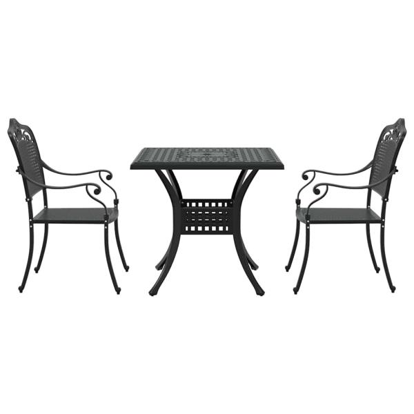 Gartentisch Set 3 pcs Schwarz Gussaluminium