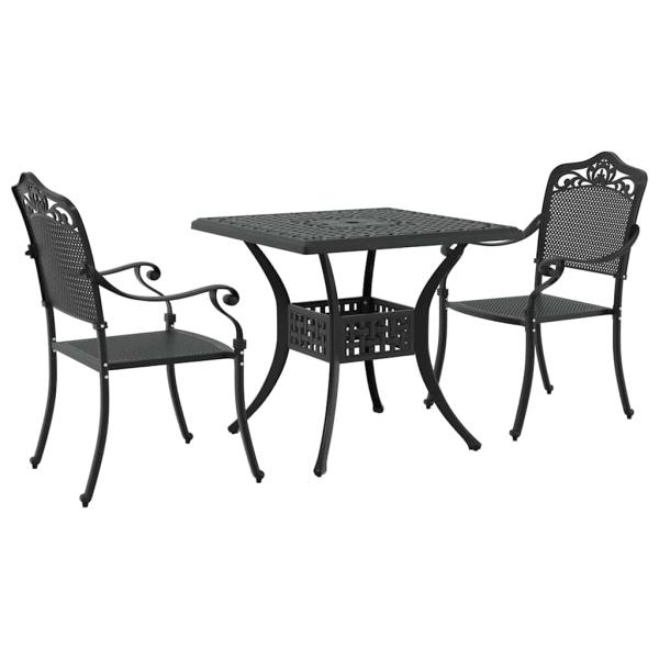 Gartentisch Set 3 pcs Schwarz Gussaluminium