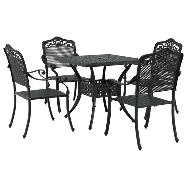 Gartentisch Set 5 pcs Schwarz Gussaluminium