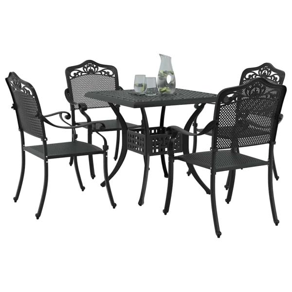 Gartentisch Set 5 pcs Schwarz Gussaluminium