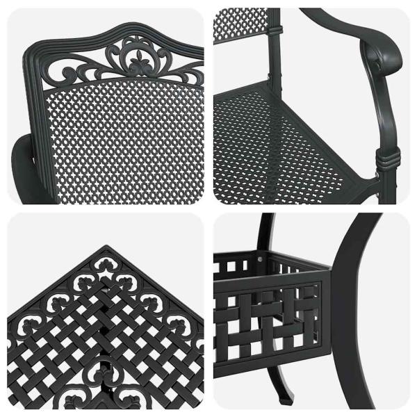 Gartentisch Set 5 pcs Schwarz Gussaluminium