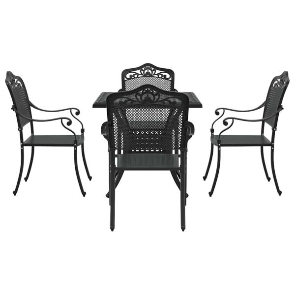 Gartentisch Set 5 pcs Schwarz Gussaluminium