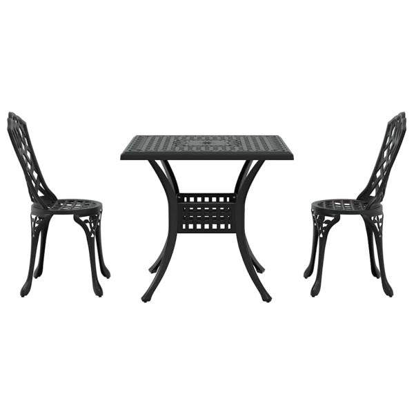 Gartentisch Set 3 pcs Schwarz Gussaluminium