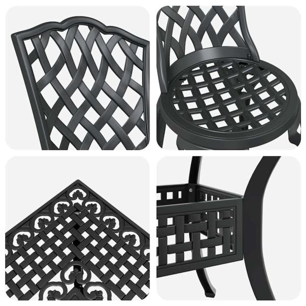 Gartentisch Set 5 pcs Schwarz Gussaluminium