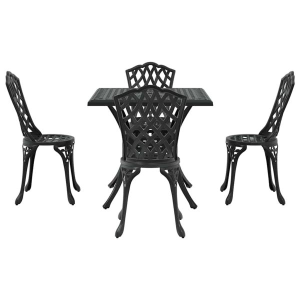 Gartentisch Set 5 pcs Schwarz Gussaluminium