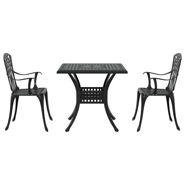 Gartentisch Set 3 pcs Schwarz Gussaluminium
