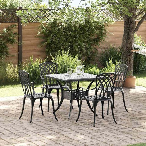 ARDEBO.de - Gartentisch Set 5 pcs Schwarz Gussaluminium