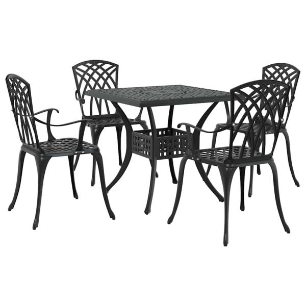 Gartentisch Set 5 pcs Schwarz Gussaluminium