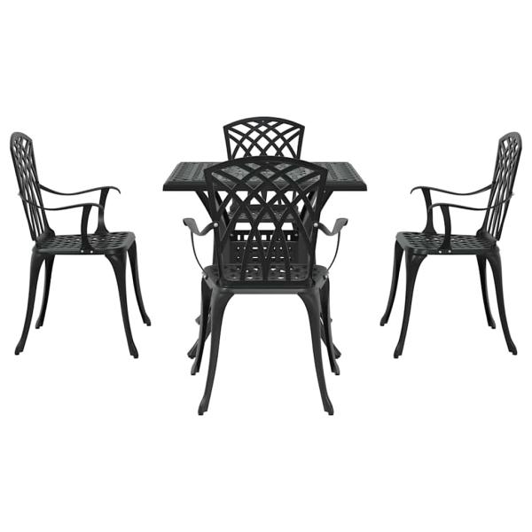 Gartentisch Set 5 pcs Schwarz Gussaluminium