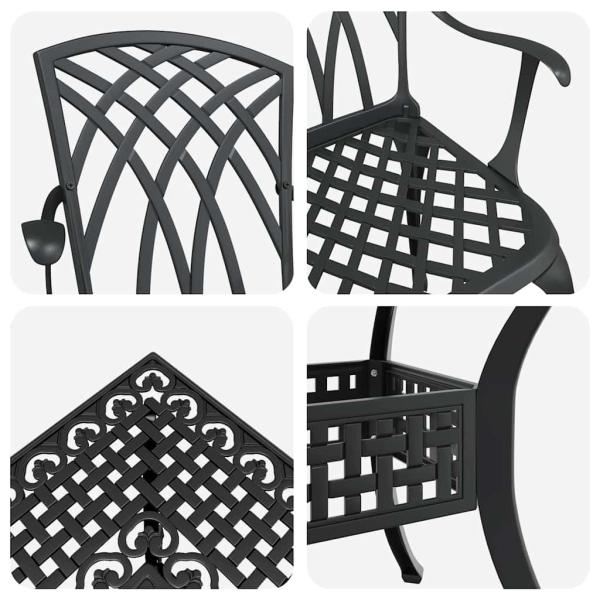 Gartentisch Set 5 pcs Schwarz Gussaluminium