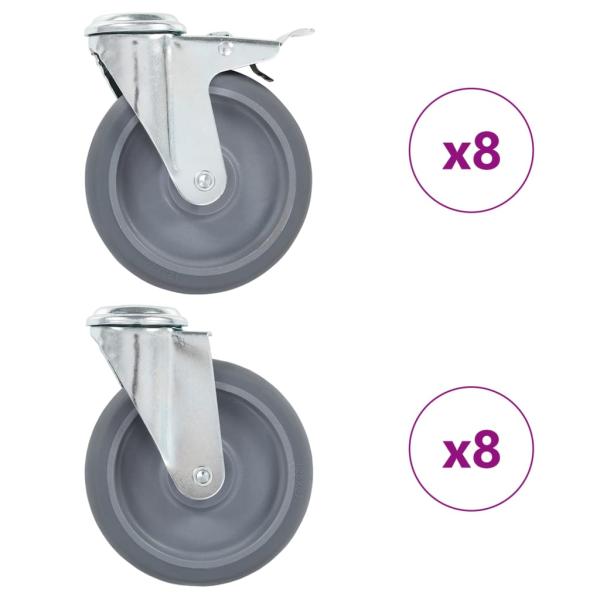 ARDEBO.de - 16 Stk. Lenkrollen mit Rückenloch 125 mm