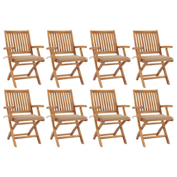 ARDEBO.de - Klappbare Gartenstühle mit Kissen 8 Stk. Massivholz Teak