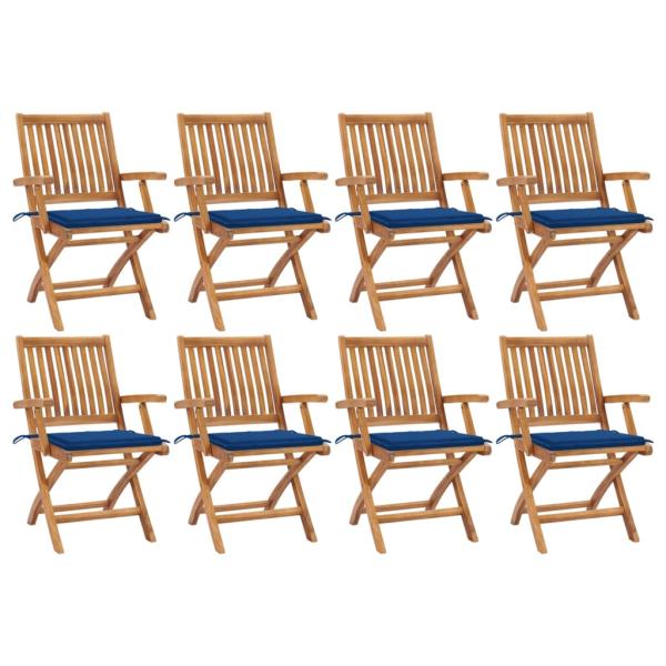 ARDEBO.de - Klappbare Gartenstühle mit Kissen 8 Stk. Massivholz Teak