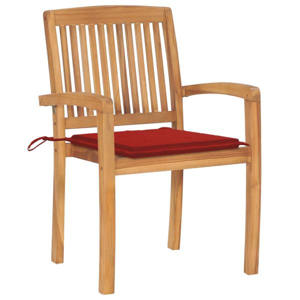 Stapelbare Gartenstühle mit Kissen 8 Stk. Massivholz Teak