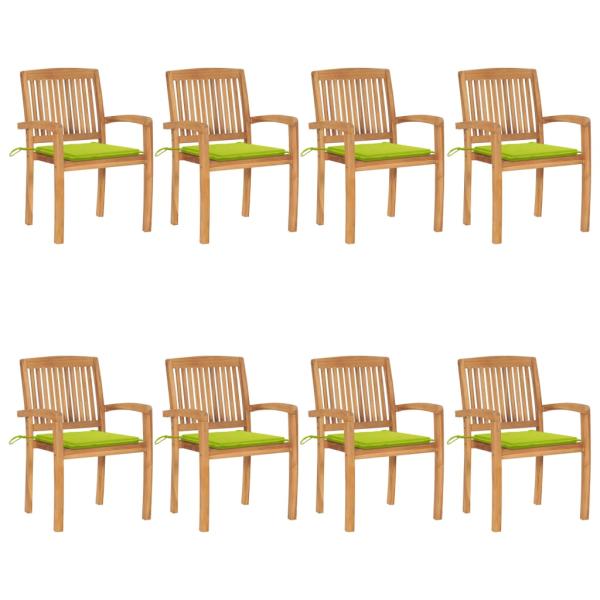 ARDEBO.de - Stapelbare Gartenstühle mit Kissen 8 Stk. Massivholz Teak