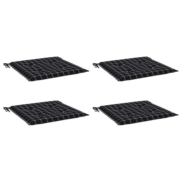 Gartenstuhl-Kissen 4 Stk. Schwarz Karomuster 40x40x3 cm Stoff