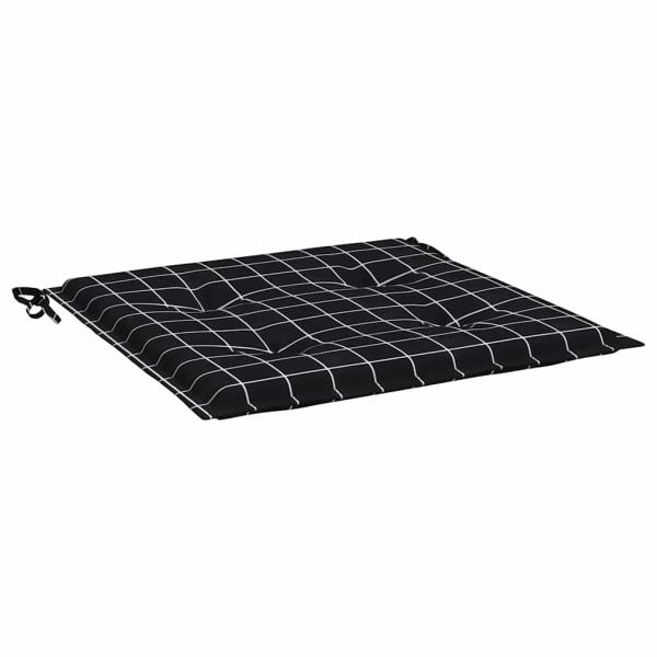 Gartenstuhl-Kissen 4 Stk. Schwarz Karomuster 40x40x3 cm Stoff