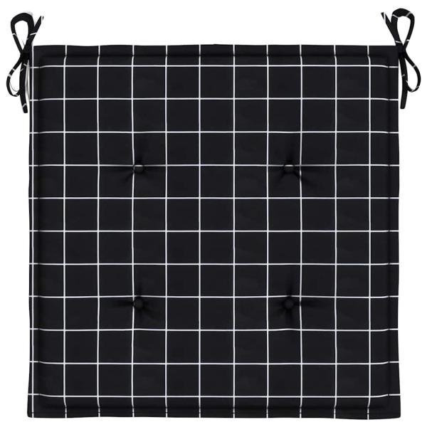 Gartenstuhl-Kissen 4 Stk. Schwarz Karomuster 40x40x3 cm Stoff
