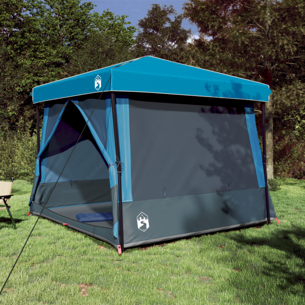 Camping-Zelt-Set mit Dach 2 pcs Blau Taffeta und Stoff