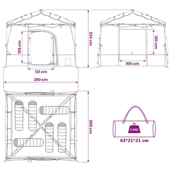 Camping-Zelt-Set 2 pcs Grau und Orange Taffeta und Stoff