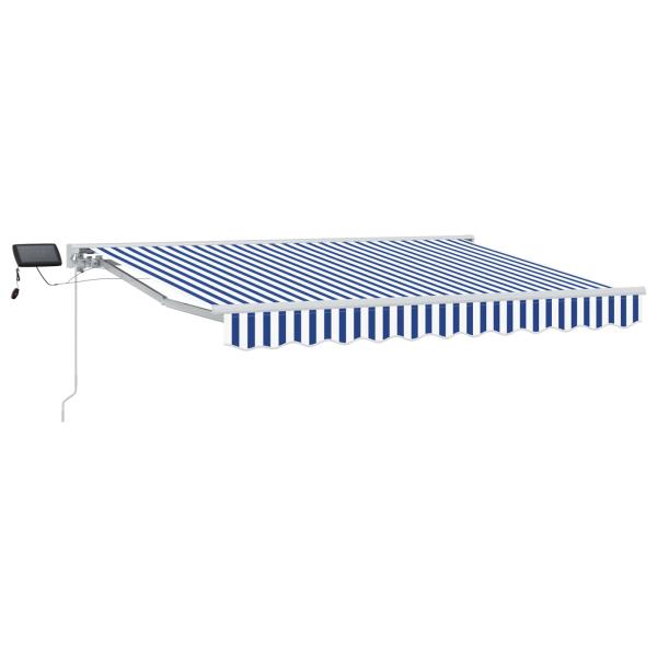 Manueller Markisenrahmen mit LEDs Blau und Weiß 3 x 2,5 m