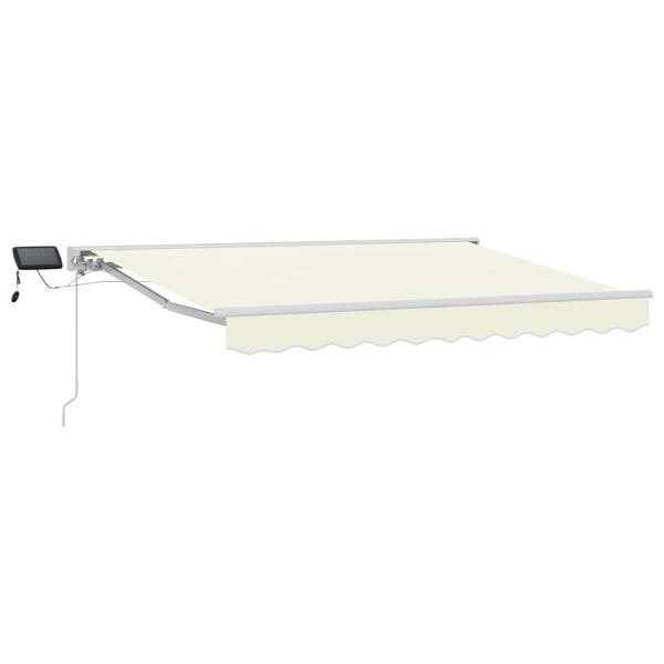 Manueller Markisenrahmen mit LEDs Creme und Weiß 3 x 2,5 m