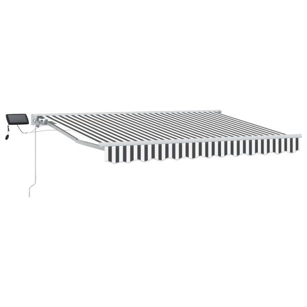 Manueller Markisenrahmen mit LEDs Anthrazit und Weiß 3 x 2,5 m