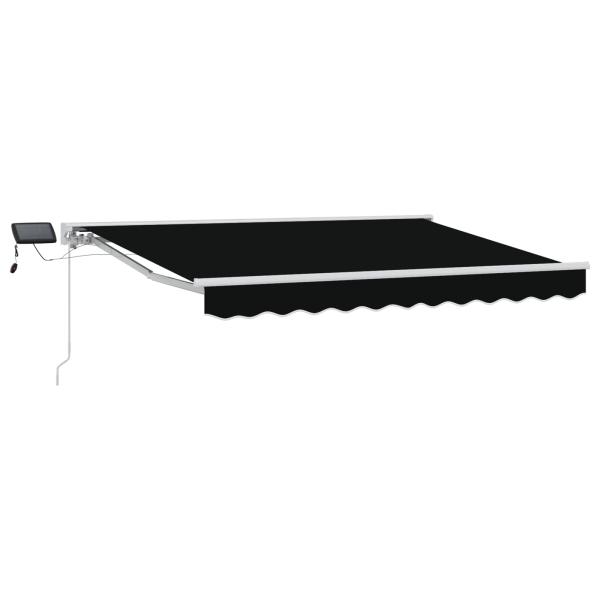 Manueller Markisenrahmen mit LEDs Schwarz und Weiß 3 x 2,5 m