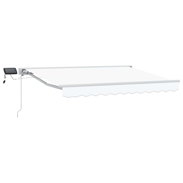 Manuelle Markise mit Solar-LED 3,5 x 2,5 m Weiß 100% Polyester