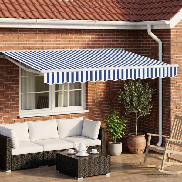 ARDEBO.de - Elektrische ausziehbare Markise Blau und Weiß 3,5 x 2,5 m