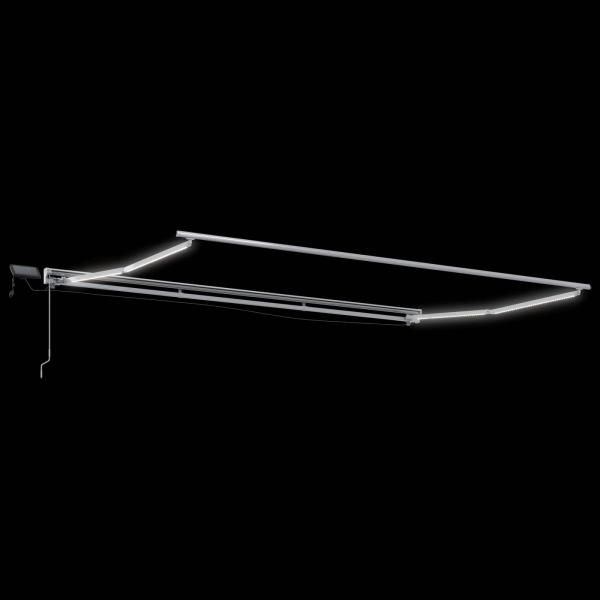 Manueller Markisenrahmen mit LEDs Weiß 4 × 3,5 m Aluminium