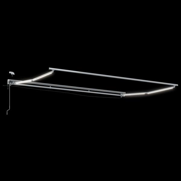 Elektrische Markisenrahmen mit LEDs Weiß 4 × 3,5 m Aluminium