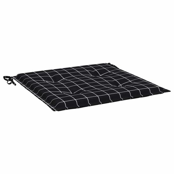Gartenstuhl-Kissen 6 Stk. Schwarz Karomuster 40x40x3 cm Stoff