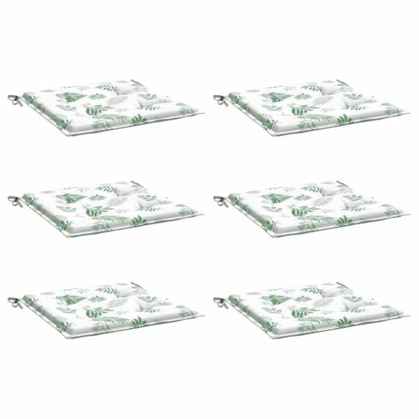 Stuhlkissen 6 Stk. Blattmuster 40x40x3 cm Stoff