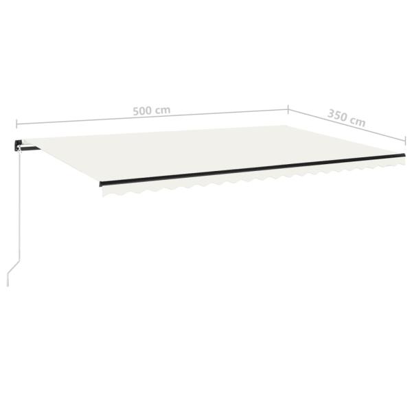 Markise Manuell Einziehbar mit LED 500x350 cm Creme