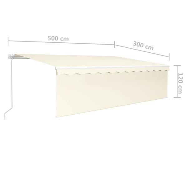 Markise Manuell Einziehbar mit Rollo 5x3 m Creme