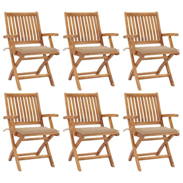 ARDEBO.de - Klappbare Gartenstühle mit Kissen 6 Stk. Massivholz Teak