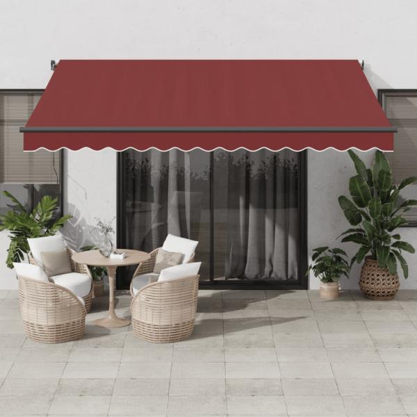 ARDEBO.de - Markise Automatisch mit LED Weinrot 400x350 cm