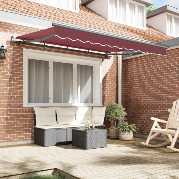 Ausziehbare Markise Bordeauxrot 250 x 200 cm Stoff