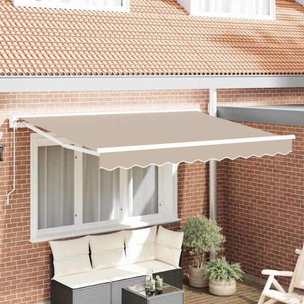 ARDEBO.de - Markisenrahmen Beige 300 x 200 cm Polyester mit PU-Beschichtung