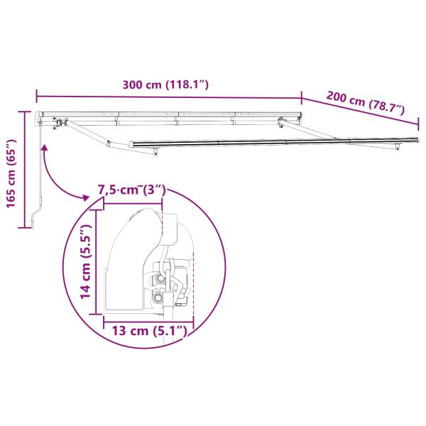 Einziehbare Markise Beige 300 x 200 cm Stoff
