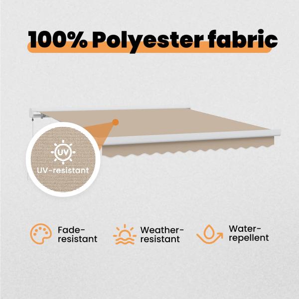 Einziehbare Markise Beige 300 x 250 cm Stoff und Metall
