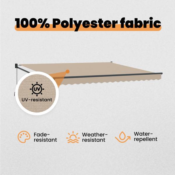Einziehbare Markise Beige 400 x 300 cm Polyester und Aluminium