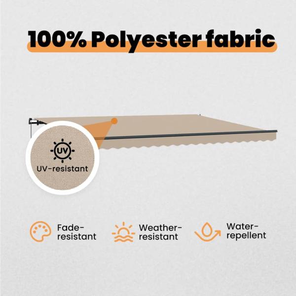 Einziehbare Markise Beige 450 x 300 cm Polyester und Stahl