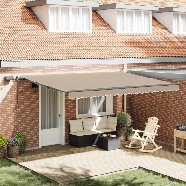 ARDEBO.de - Einziehbare Markise Beige 450 x 300 cm Stoff