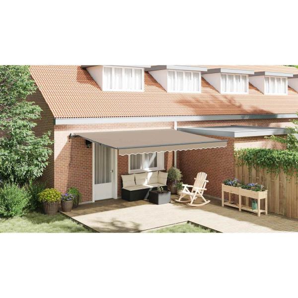Einziehbare Markise Beige 450 x 300 cm Stoff und Aluminium