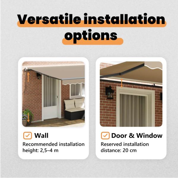 Einziehbare Markise Beige 450 x 350 cm Stoff und Aluminium
