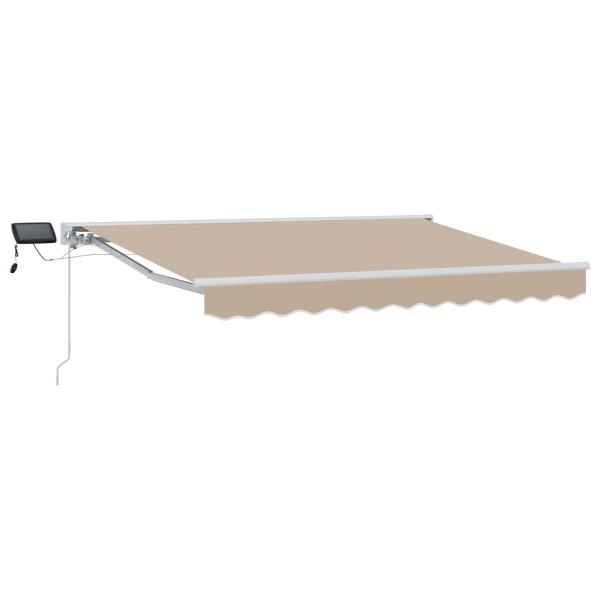 Manueller Markisenrahmen mit LEDs Beige und Weiß 3 x 2,5 m