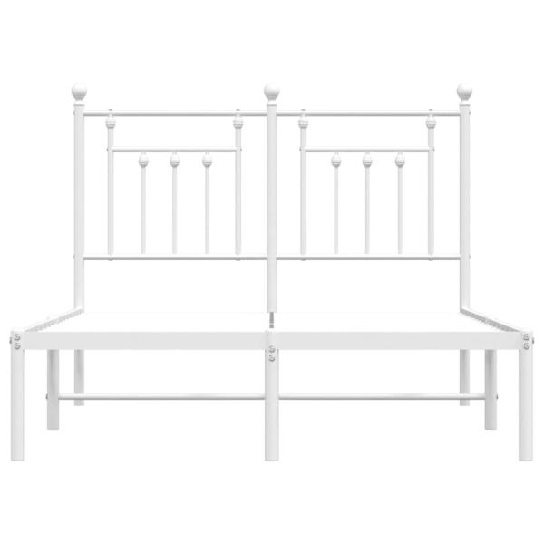 Bettgestell mit Kopfteil Metall Weiß 135x190 cm