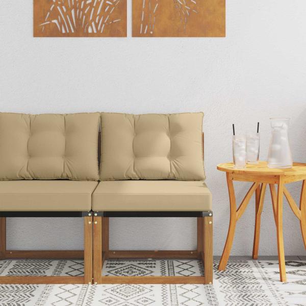 ARDEBO.de - Outdoor Mittelsofa Massivholz Akazie und Textilene Stoff Natur